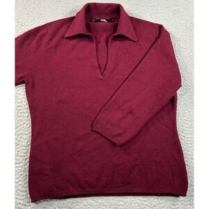 Cashmeres Sweater Women Small Red Knitted Casual Classic Preppy Holiday Stretch